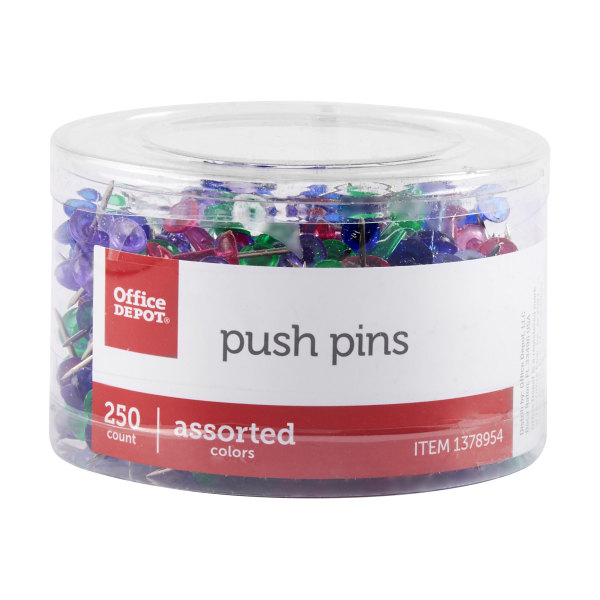 Officemate Push Pins in Reusable Box, Clear, Box of 100 (92707