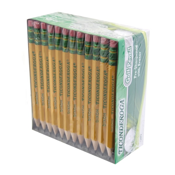 Ticonderoga® Golf Pencils With Erasers, Presharpened, 2 Lead, Pack of