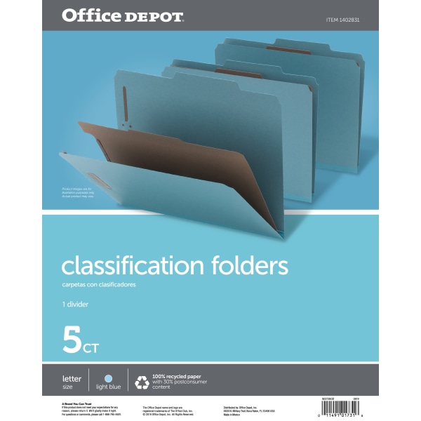 Office Depot® Brand Classification Folders, 1 3/4" Expansion, Letter