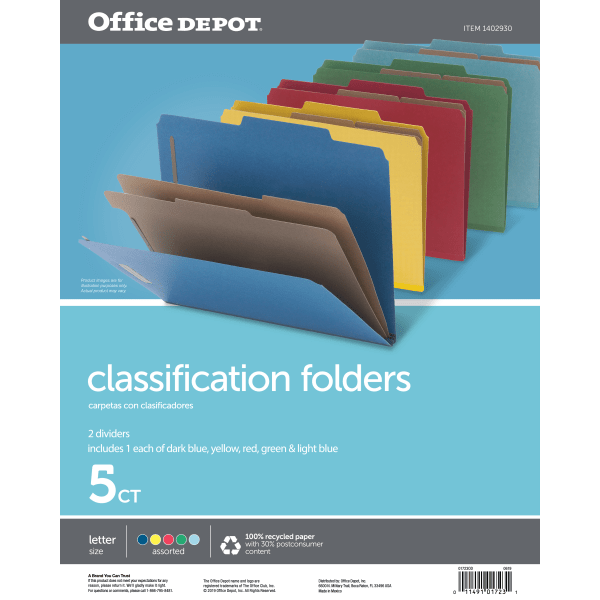 Classification Folders, 21/2" Expansion, 2 Dividers, 8 1/2" x 11", Letter, 83 Recycled