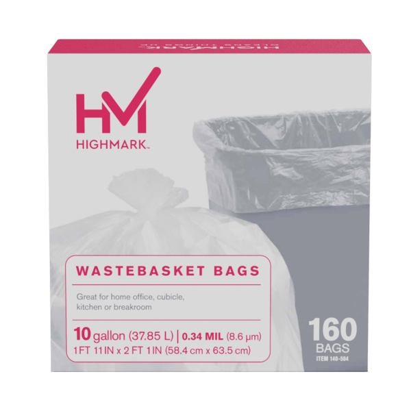 Highmark™ Wastebasket Trash Bags, 10 Gallon, Clear, Box Of 160
