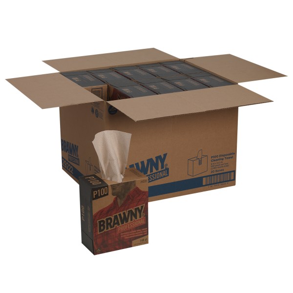 Brawny Industrial Lightweight Shop Towel, 9 1/10 x 12 1/2, White, 200/Box