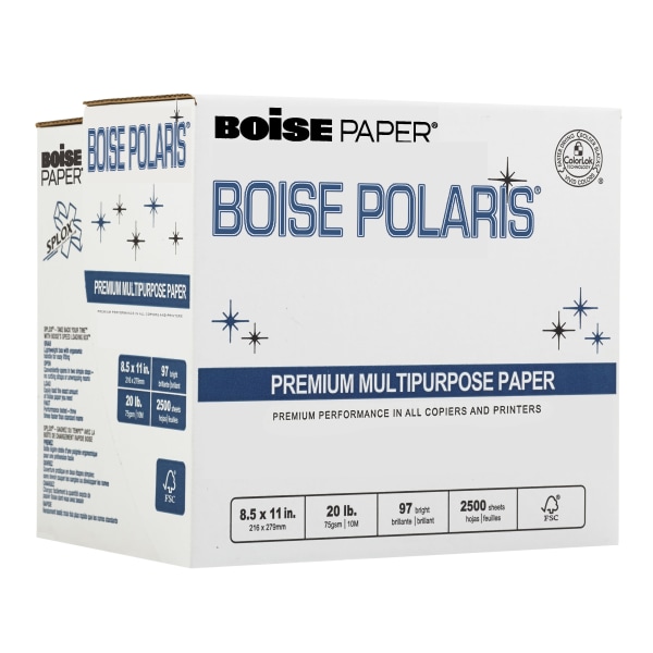 Boise X-9 High Bright Multi-Use Print & Copy Paper, Letter Size (8 1/2in x  11in), 96 (U.S.) Brightness, 20 Lb, White, 500 Sheets Per Ream, Case Of 10  Reams