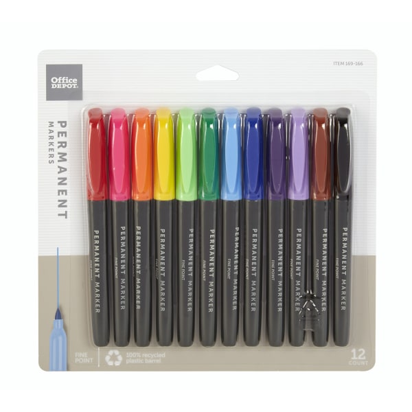 Metallic Fine Point Permanent Markers, Fine Bullet Tip, Blue-Green-Red,  6/Pack - Office Express Office Products