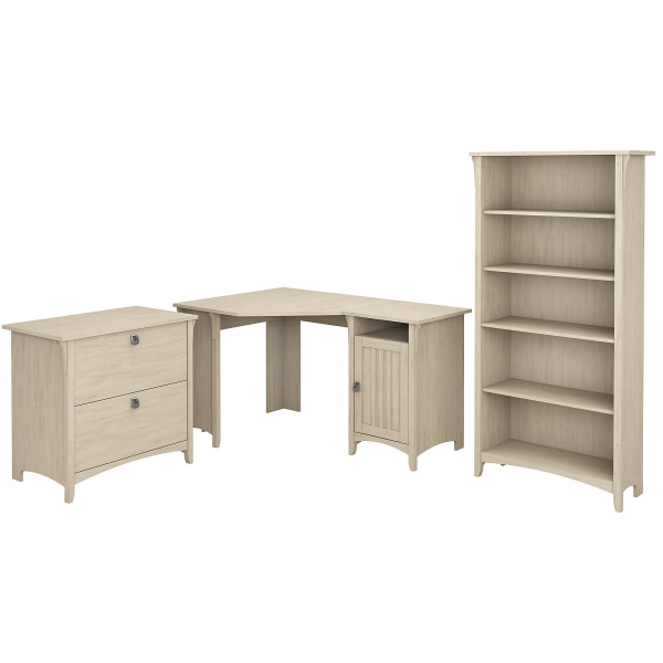 Bush Furniture Salinas 55&quot;W Corner Desk With Lateral File Cabinet And 5 Shelf Bookcase 1730847
