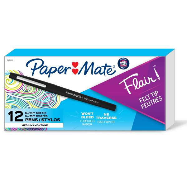 Paper Mate Flair Medium 0.7mm Felt Tip Blue Pens 12/Box (8410152)