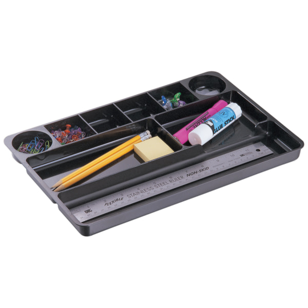 Officemate Plastic 8 Compartment Storage Deep Drawer Organizer Tray 2 14 x  15 18 x 11 12 Black - Office Depot