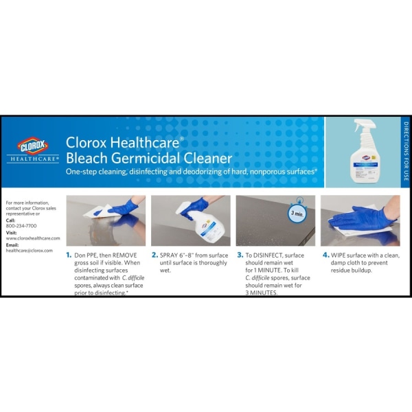 CLOROX HEALTHCARE, Jug, 128 oz Container Size, Bleach Germicidal Cleaner - 6VDE7