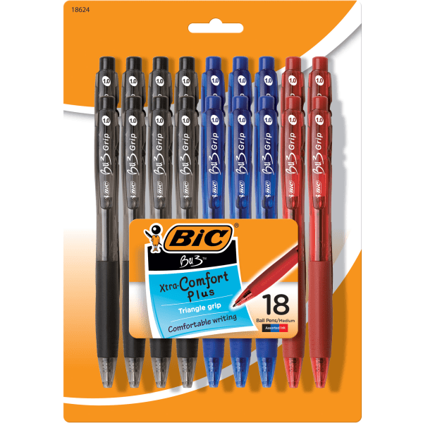 Bic-Cristal-Grip-Ball-Pens-Medium-Nib-Assorted-Pack-of-4