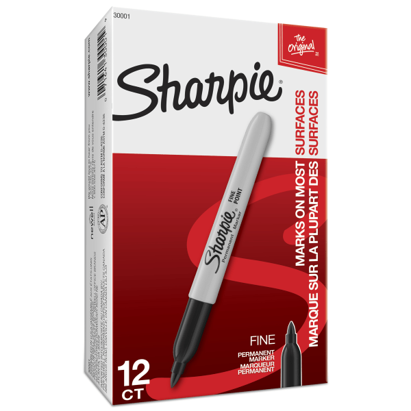 1 Fine Point Black 12 Count Permanent Markers 