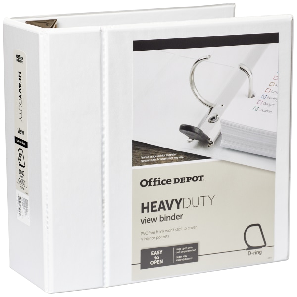 Heavy-Duty View 3-Ring Binder, 5&quot; D-Rings, 49% Recycled, White 213148