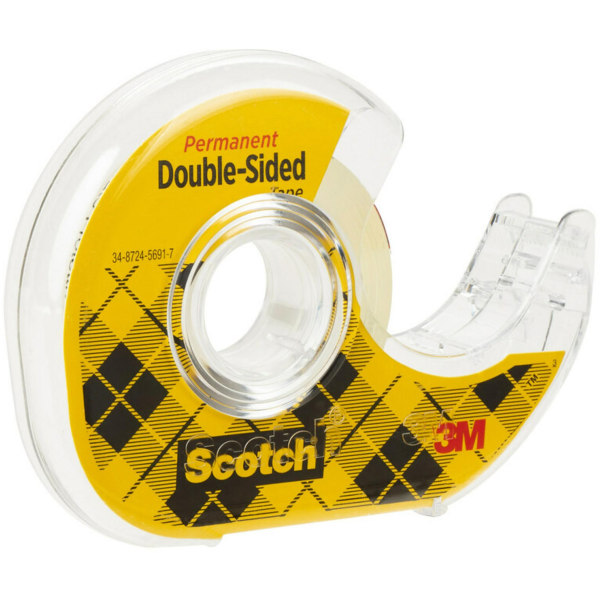  3M Double-Sided Tape with Dispenser, Permanent, 1/2 X 250  Inches, Clear, 2-Pack : Office Products