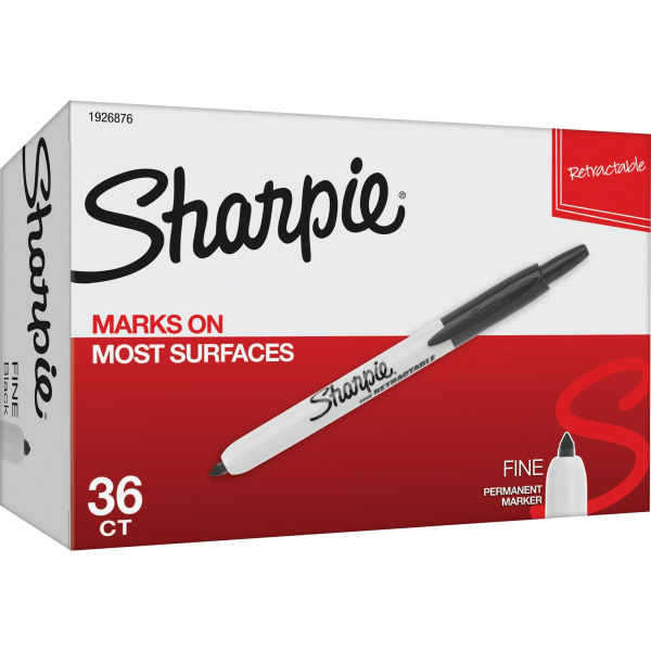 Sharpie® Retractable Permanent Markers, Fine Point, Black Ink