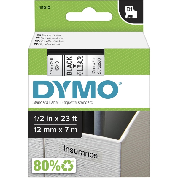 DYMO® D1 45013 Black-On-White Tape - Zerbee