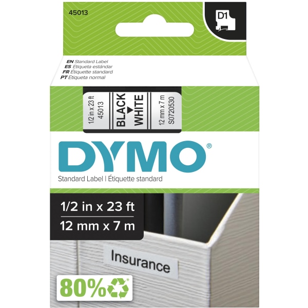 5-PACK 45013 Label Tape Compatible for Dymo Label Maker 100 120P 150 160 200 