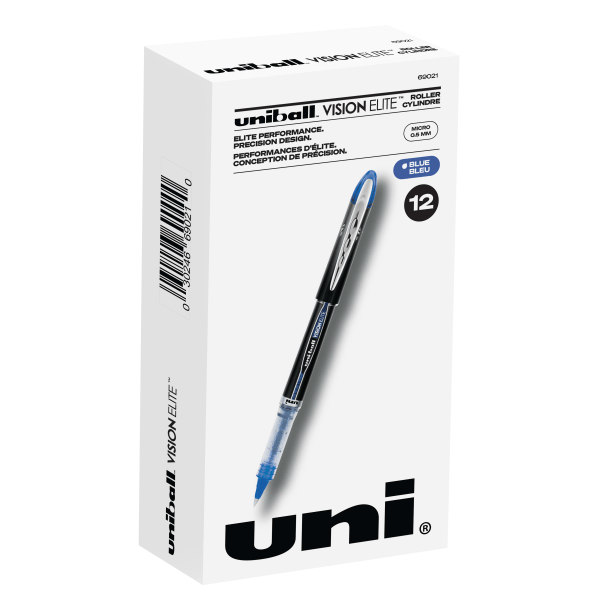 Uni-Ball Vision Elite Roller Ball Pen Stick Extra-Fine 0.5 mm Blue Ink Blue Barrel
