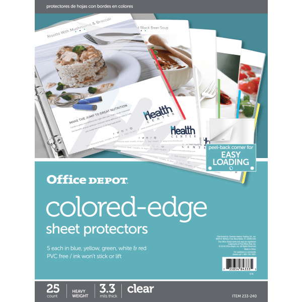Office Depot&reg; Brand Colored-Edge Sheet Protectors 233240