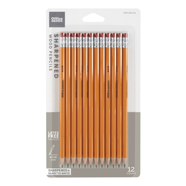 Office Depot® Brand Presharpened Pencils, #2 Medium Soft Lead, Yellow, Pack  Of 12 - Zerbee