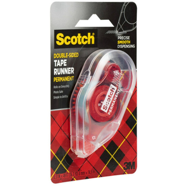 Scotch Double Sided Tape Runner Permanent Refill, Photo Safe, 5/16 x 49