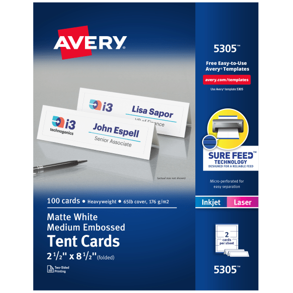 Avery® Clean Edge® Printable Business Cards With Sure Feed Technology, 2 x  3.5, White, 400 Blank Cards For Laser Printers - Zerbee