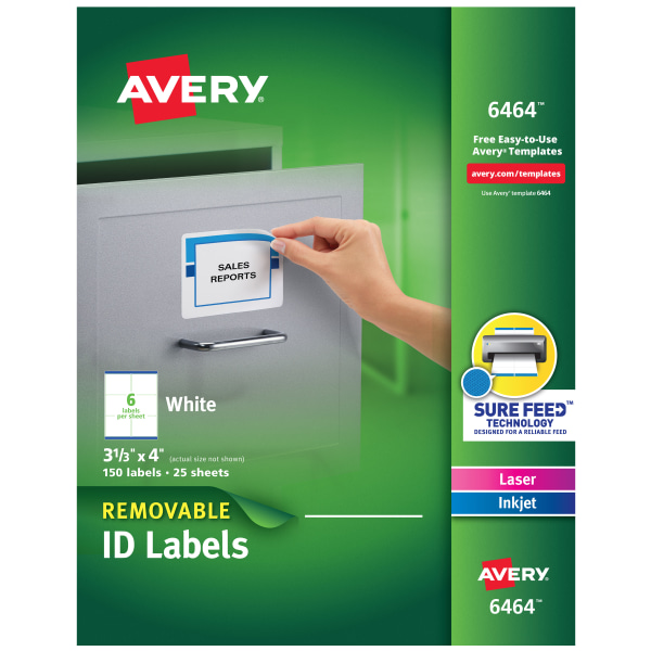 Avery Removable Inkjet/Laser ID Labels 8-1/2 x 11 White 25/Pack