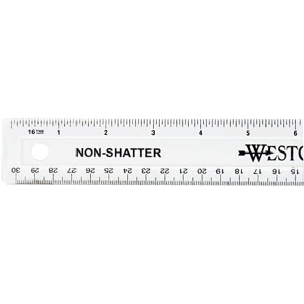 Vintage 12 inch Wood Westcott Ruler with Double Metal Edges Made in USA