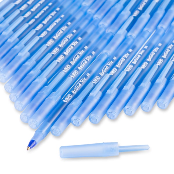 Barrel,　Stic　mm,　BIC　Zerbee　Of　Blue　Pens,　Ballpoint　Point,　Round　Box　Translucent　Ink,　1.0　Medium　60