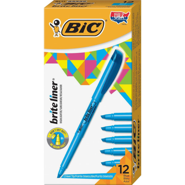 BIC Brite Liner Highlighters Chisel Tip Yellow Box Of 12 - Office Depot