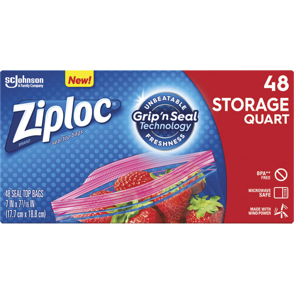 Ziploc® Plastic Double Zipper Storage Bags, 1 Gallon, Clear, Box Of 38 Bags  - Zerbee