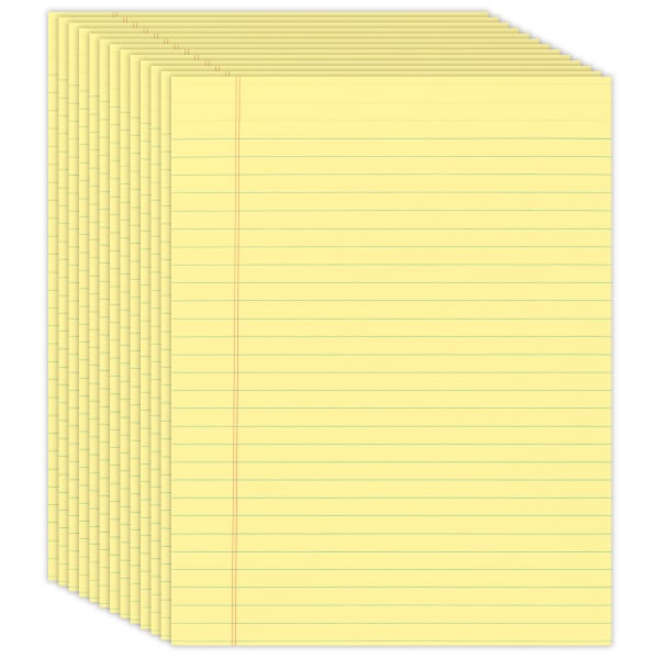 Glue-Top Legal Pads, 8 1/2&quot; x 11&quot;, Legal Ruled, 50 Sheets, Canary, Pack Of 12 Pads 268671