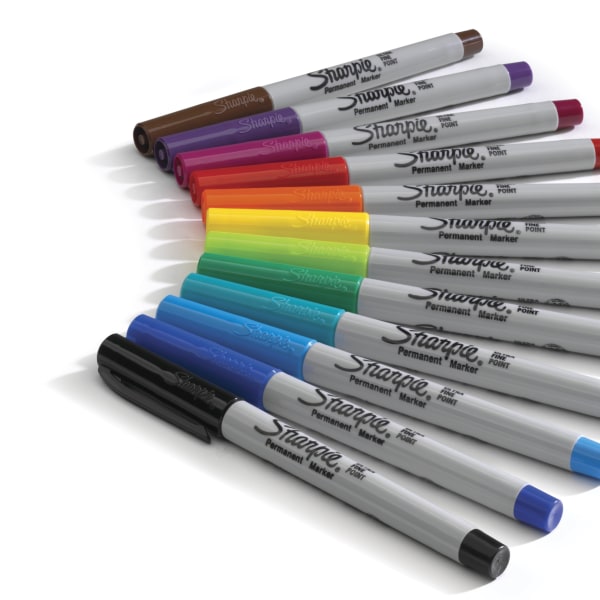 Sharpie® Permanent Ultra-Fine Point Markers, Assorted Colors, Pack Of 12  Markers - Zerbee