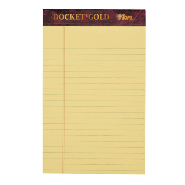 TOPS™ Docket Gold™ Premium Writing Pads, 5" x 8", Jr. Legal Rule