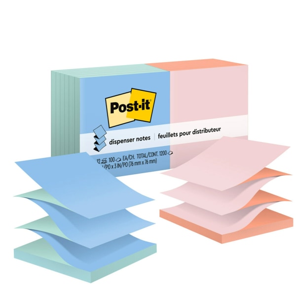 Post-it Notes, 3 in x 3 in, 12 Pads, 100 Sheets/Pad, Clean Removal