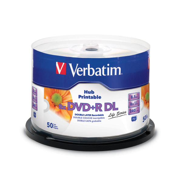 Stevenson erindringer forslag Verbatim DVD+R DL 8.5GB 8X White Inkjet Hub Printable 50pk Spindle - Zerbee