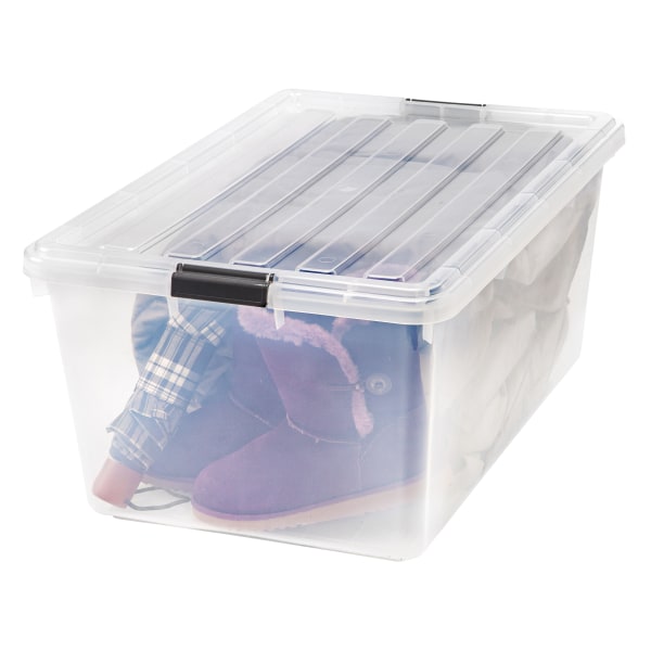 Really Useful Box Plastic Storage Container With Built-In Handles And Snap  Lid, 4 Liters, 14 5/8in x 10 1/4in x 3 3/8in, Clear