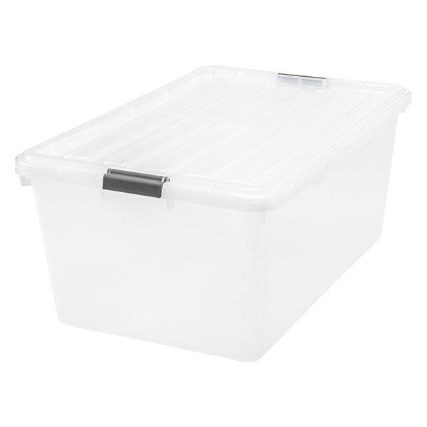 by GreenMade Instaview Storage Container With Latch Handles/Snap Lids, 45  Qt, 16-1/2 x 15-3/4 x 21-1/2, Clear, Pack Of 4
