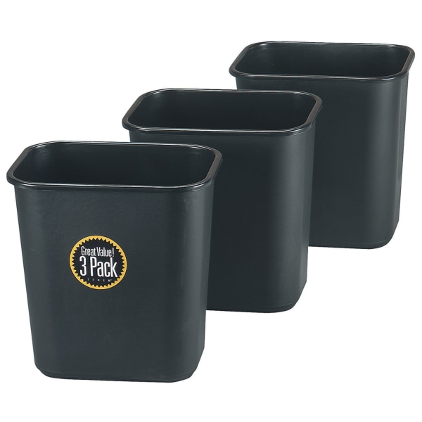 Rubbermaid Utility 10.25-Gallons Black Plastic Trash Can Indoor in