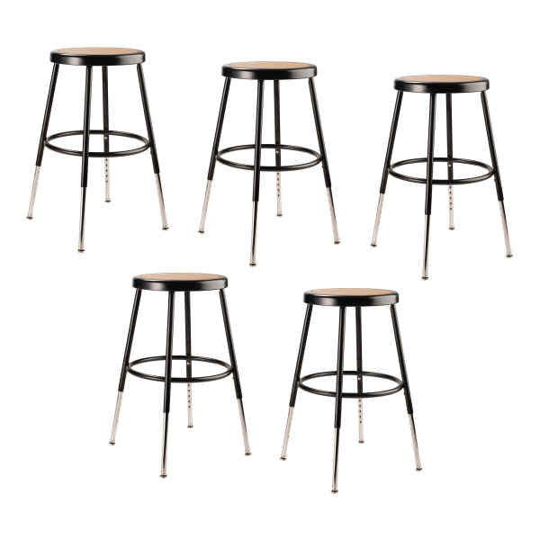 National Public Seating 6800 Height-Adjustable Swivel Stool, Wood-Black