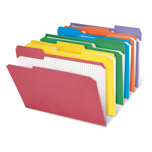 Office Depot&reg; Brand Reinforced Tab Color File Folders With Interior Grid, 1/3 Cut, Letter Size, Assorted Colors, Box Of 100 302902