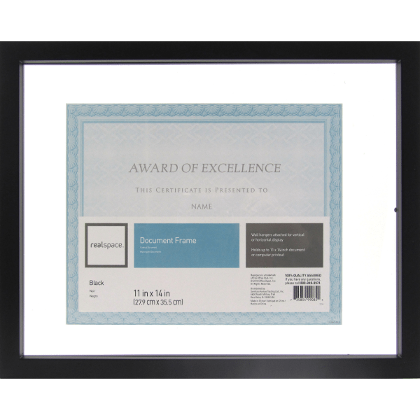 Realspace™ Gallery Floating Document Frame, 11" x 14", Black Zerbee