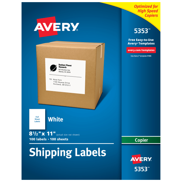 8.5 inch x 11 inch - Full Sheet Labels, Blank White Matte Permanent Adhesive Sticker Labels for Laser/Ink Jet Printer 100 Sheets