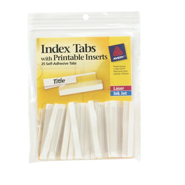 Avery® Insertable Self-Adhesive Index Tabs With Printable Inserts