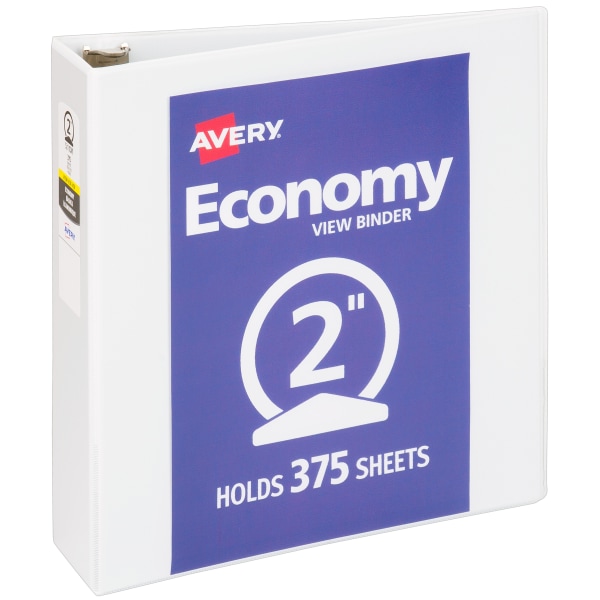 Avery Economy View Binder with Round Rings, 2 Capacity, White
