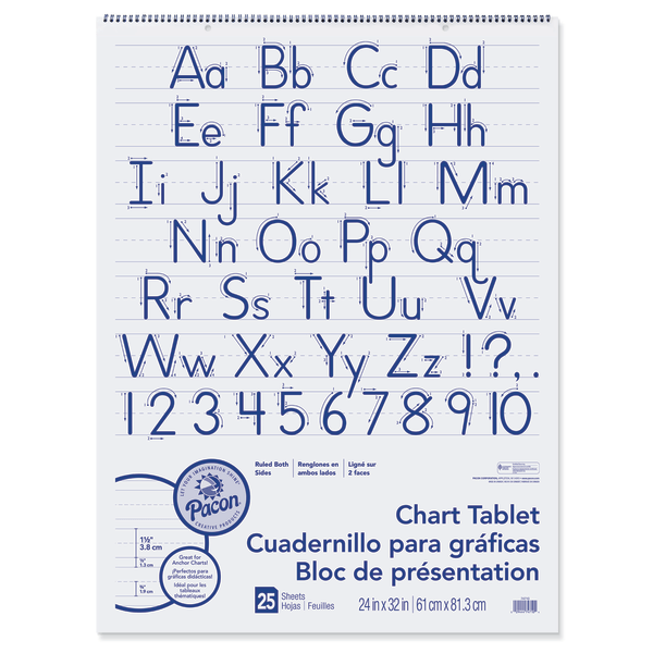 Pacon Chart Pad 24 x 32 2 Hole Top Punched 1 Ruled 70 Sheets