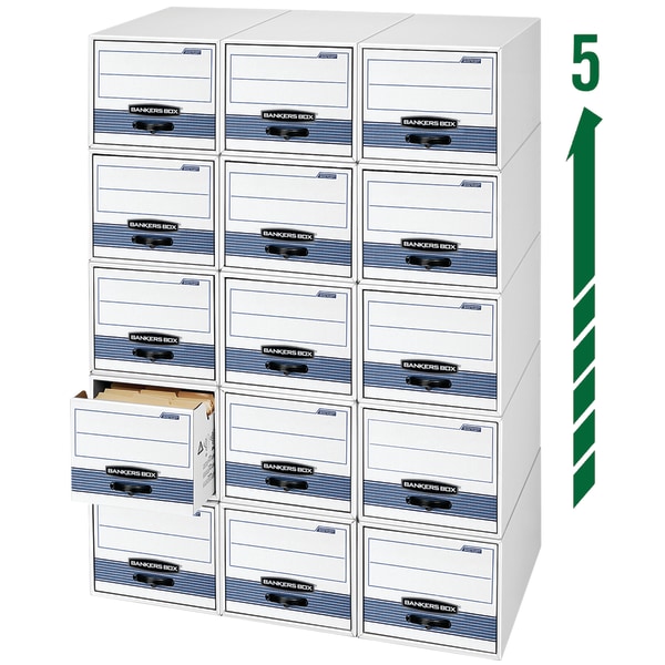 Stor/Drawer Steel Plus Storage Box, Letter, White/Blue, 6/Carton FEL00311