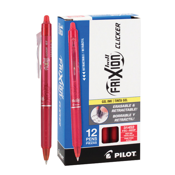 Pack Of 6 Fine Point Red Ink Pilot FriXion Ball 0.7mm Erasable Gel Pens 