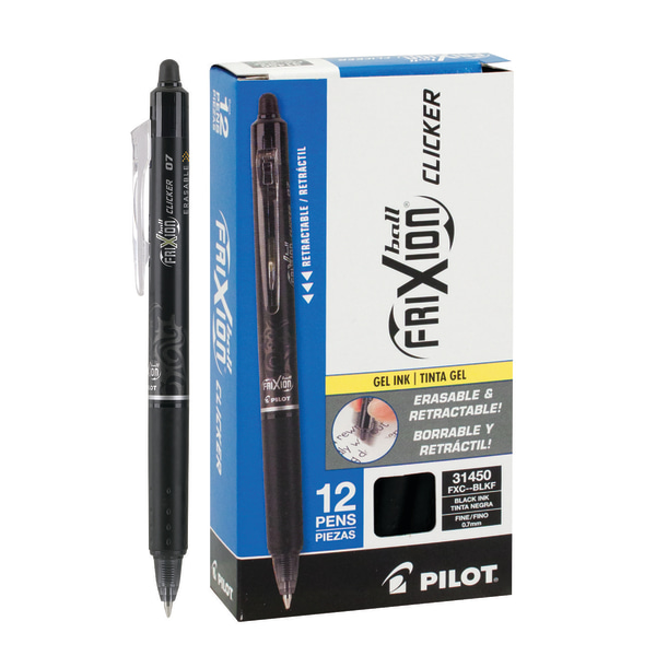 2 Erasable Ink Pen School Fine Tip Rubber Blue Black Office Gel Write Stationery 