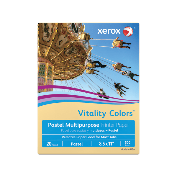 Xerox&reg; Vitality Colors&trade; Colored Multi-Use Print &amp; Copy Paper, Letter Size (8 1/2&quot; x 11&quot;), 20 Lb, 30% Recycled, Buff, Ream Of 500 Sheets 345678