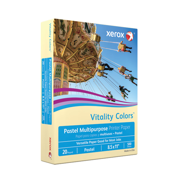Xerox® Vitality Colors™ Color Multi-Use Printer & Copier Paper, Letter Size  (8 1/2 x 11), Ream Of 500 Sheets, 20 Lb, 30% Recycled, Ivory - Zerbee