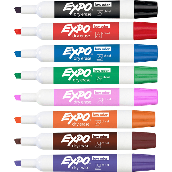 EXPO Low-Odor Dry-Erase Markers, Ultra-Fine Point, Assorted Colors